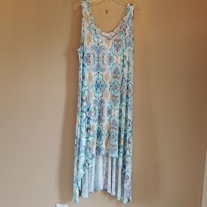 NY & COMPANY HI-LO PRETTY PRINT TANK DRESS
